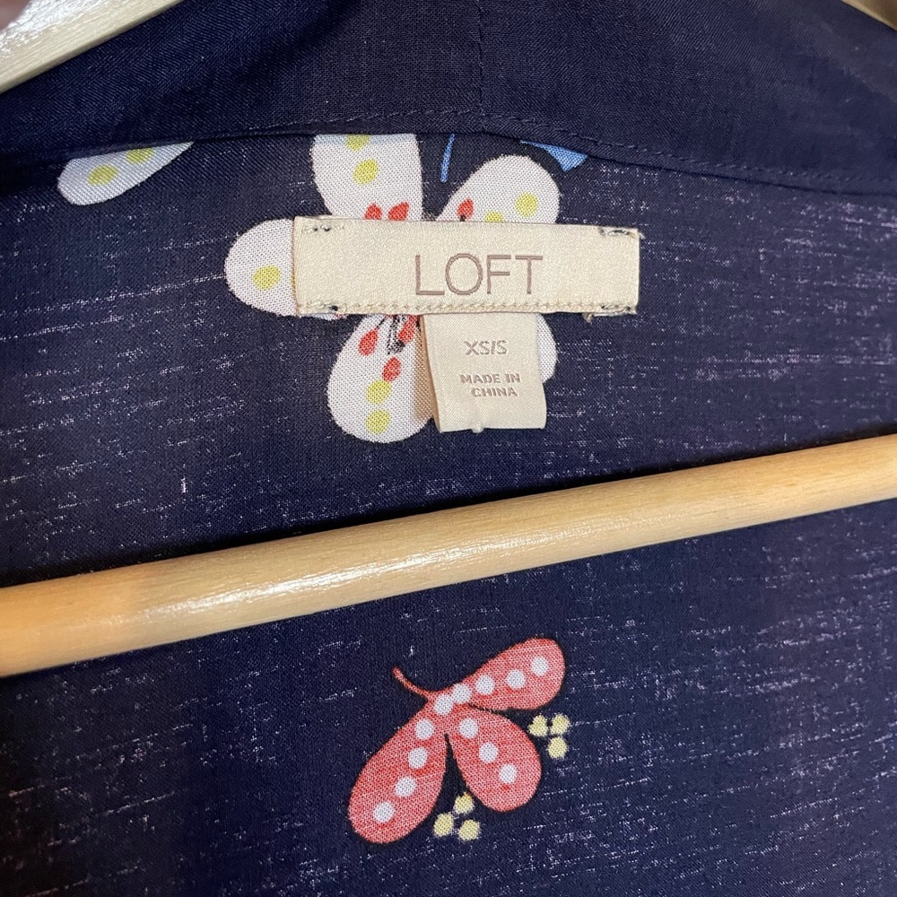 NWOT LOFT boho floral & navy open kimono / wrap sz XS/S - Picture 3 of 9